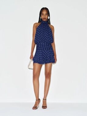 Reformation Karla Dress In danube dot, NEW WITHOUT TAGS, NEVER WORN, NO FLAWS.